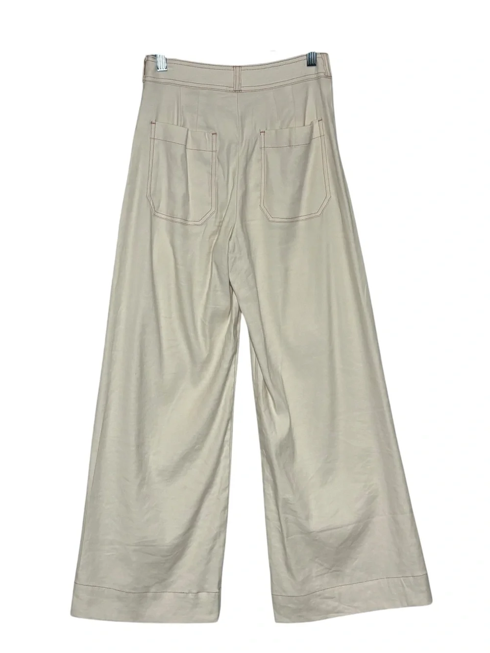 Maeve Ettie Cream High Waist Cropped Wide Leg Jeans Linen | 25